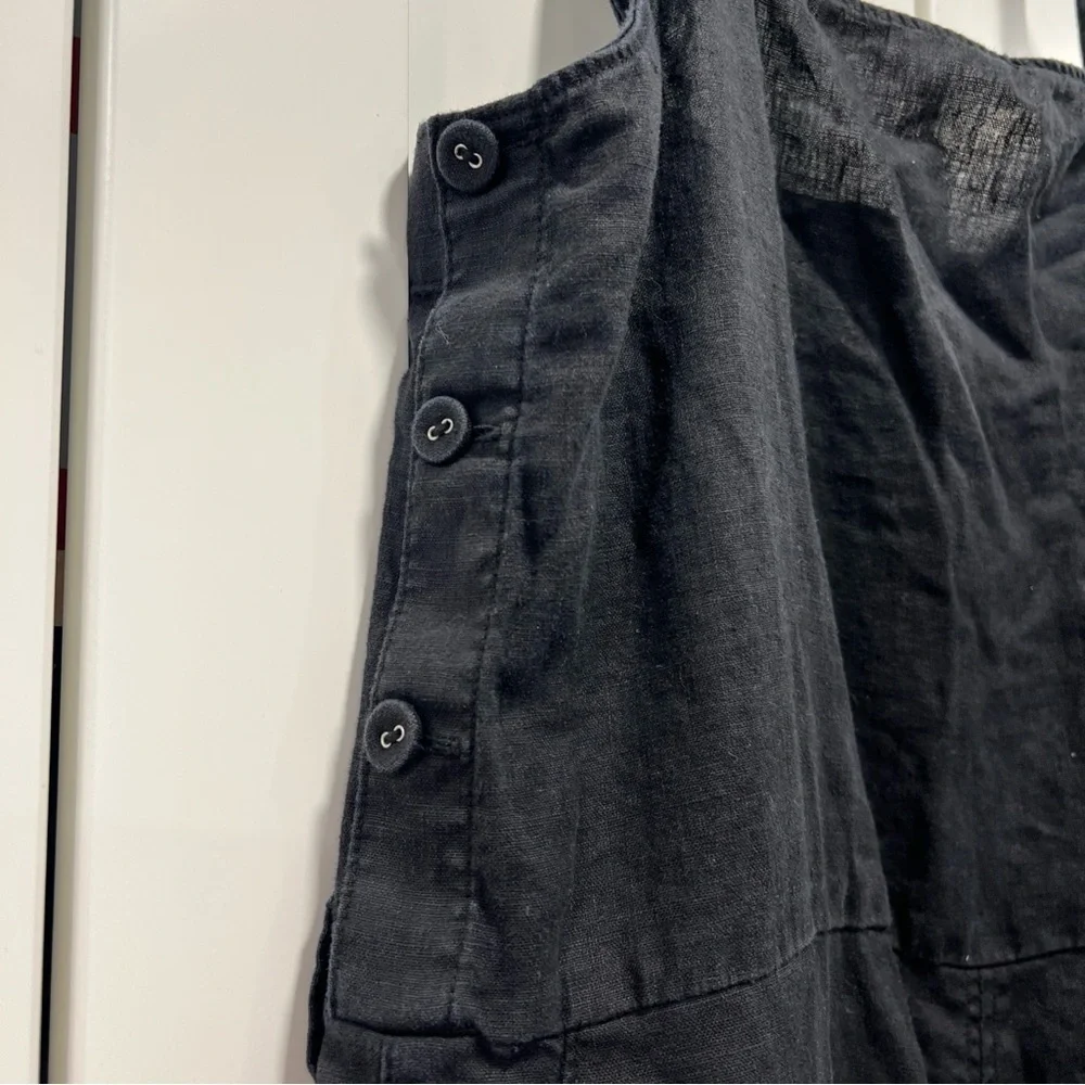 Everlane Square Neck Crop Flax Linen Overall Jumpsuit Size 6 Washed Black
